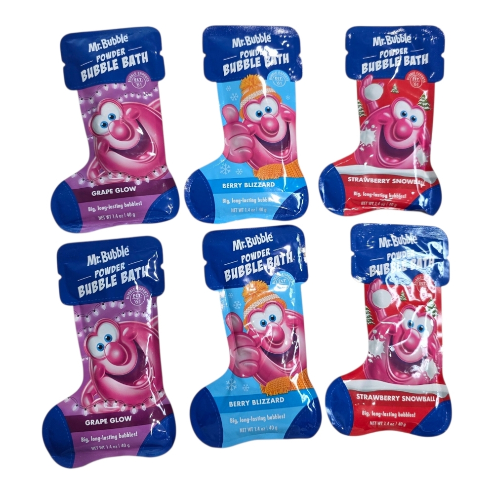 Mr. Bubble Powder Bubble Bath Grape Glow Berry Blizzard Strawberry Snowball